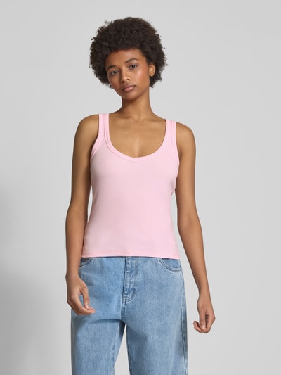 LeGer by Lena Gercke Top z prążkowanymi wykończeniami model ‘Kaili’ Mocnoróżowy 4