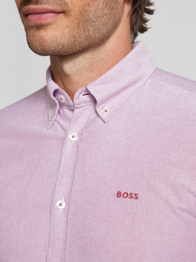 BOSS Slim fit vrijetijdsoverhemd met labelstitching Bordeaux - 3