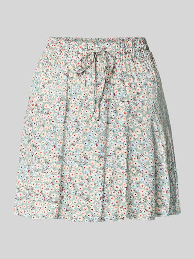 Produktfoto, Mini-Skort aus reiner Viskose Modell 'NALA LIFE' von Only mit Allover-Muster, elastischem Bund und Tunnelzug, leicht ausgestellter Mini-Länge in Pastellfarben auf grauem Hintergrund