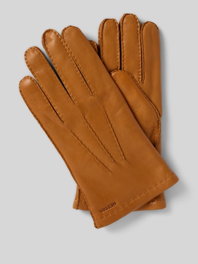Hestra Handschoenen met labeldetail, model 'Edward' Cognac - 1