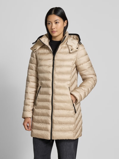 Fuchs Schmitt Regular fit gewatteerde lange jas met capuchon Zand - 4