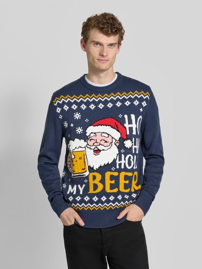 Montego Sweter z dzianiny z prążkowanymi wykończeniami Granatowy 4