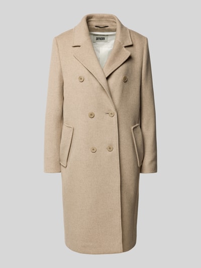 Drykorn Regular fit lange jas van kasjmiermix, model 'Bramcote' Zand - 2
