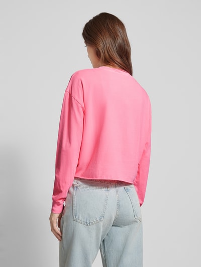 American Vintage Cropped Longsleeve mit Label-Print Modell 'PYMAZ' Rosa 5