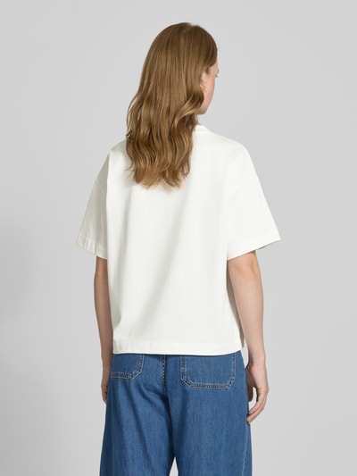 Vila T-shirt met geribde ronde hals, model 'MONIE OFFICE' Offwhite - 5