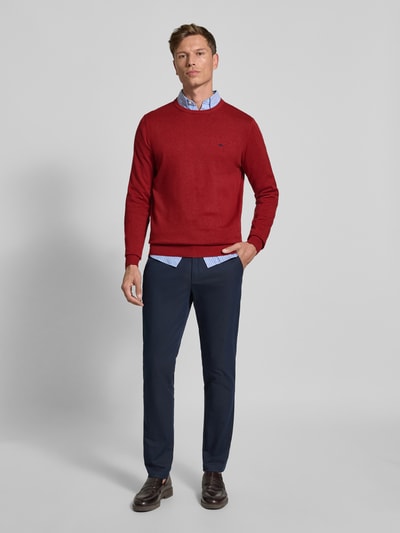 Fynch-Hatton Gebreide pullover met ronde hals Donkerrood - 1