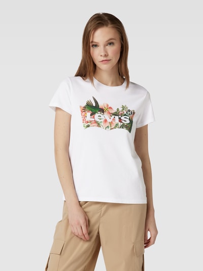 Levi's® T-shirt met labelprint, model 'THE PERFECT TEE BATWING' Wit - 4