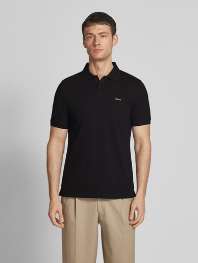 s.Oliver RED LABEL Regular Fit Poloshirt aus reiner Baumwolle mit Label Stitching Black 4