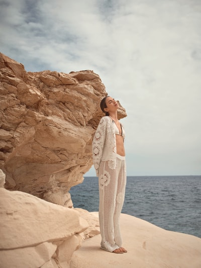 YAS High waist broek met elastische band, model 'FIRO' Offwhite - 6