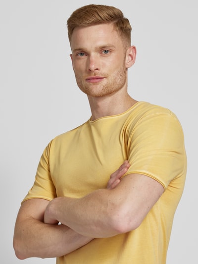 Strellson T-shirt met ronde hals, model 'Tyler' Donkergeel - 3