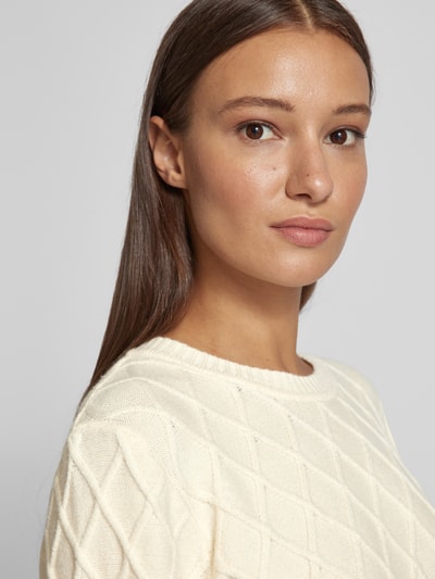 B.Young Gebreide pullover met structuurmotief, model 'Manina' Ecru - 3