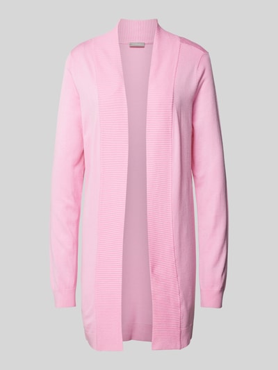 Fransa Longcardigan mit gerippten Abschlüssen Modell 'Clia' Pink 2