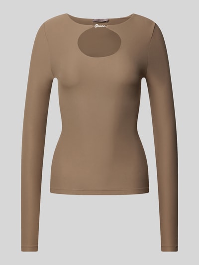 Guess Longsleeve mit Schlüsselloch-Ausschnitt Modell 'AMIRA' Taupe 2