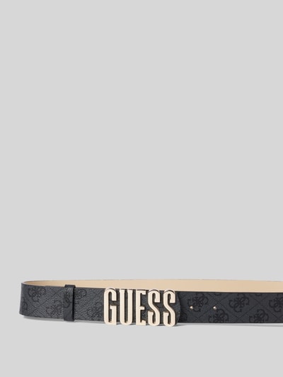 Guess Riem van rundleermix met all-over logomotief Antraciet - 2