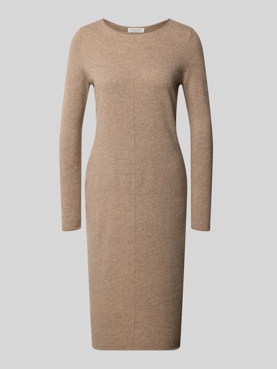 Produktfoto, Slim Fit Kleid aus reinem Kaschmir in Strick-Optik von Christian Berg Woman, beżowy kolor, Długość do kolan, Z długim rękawem, komfortowa tekstura, imitacja dzianiny, długość tyłu w rozmiarze S: 103 cm, Długość rękawów w rozmiarze S: 62 cm