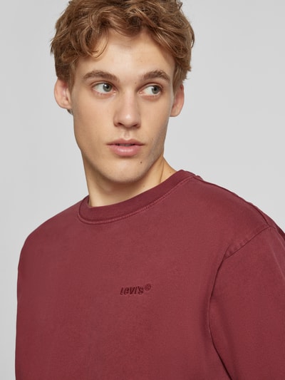 Levi's® T-shirt met logostitching, model 'ORIGINAL' Bordeaux - 3