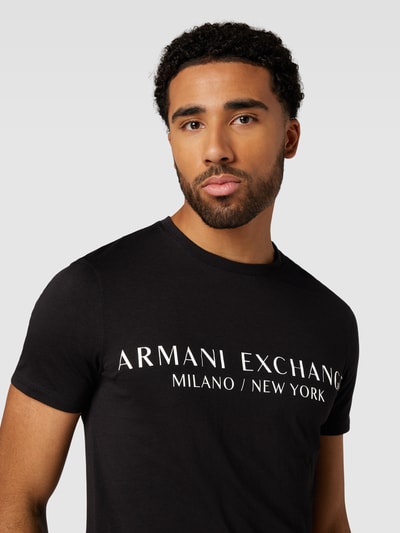 ARMANI EXCHANGE T-shirt met labelprint, model 'milano/nyc' Zwart - 3