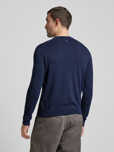 Napapijri Gebreide pullover met labelstitching, model 'DROZ' Marineblauw - 5