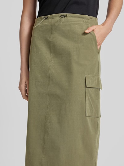 Mango Midirock mit elastischem Bund Modell 'BENGALA' Khaki 3