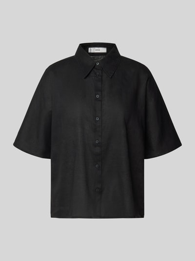 Mango Boxy Fit Bluse aus Leinen-Baumwoll-Mix mit 1/2-Arm Modell 'PAI' Black 2