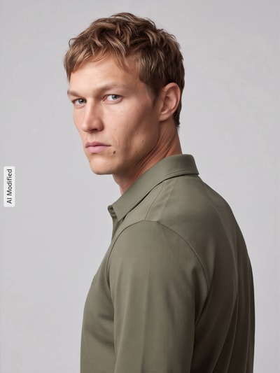 BOSS Green Poloshirt mit Logo-Patch Modell 'Pirol' Oliv 3