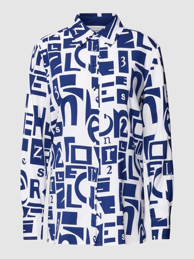 Herzensangelegenheit Overhemdblouse met all-over motief Koningsblauw - 2