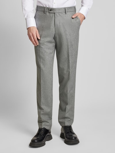 Hiltl Slim Fit Hose aus Schurwolle mit Bügelfalten Modell 'PIACENZA' Silber 4