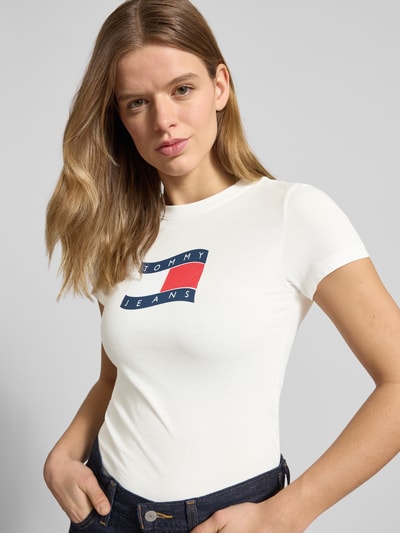 Tommy Jeans Slim Fit T-Shirt aus reiner Baumwolle Weiss 3