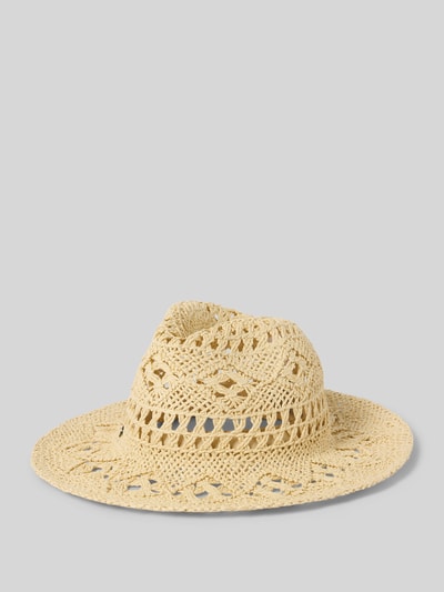 Loevenich Kapelusz słomiany z detalem z logo model ‘Fedora Boho’ Beżowy 1