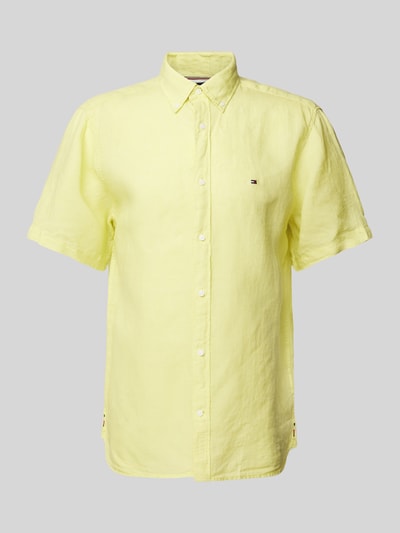 Tommy Hilfiger Regular Fit Leinenhemd mit Button-Down-Kragen Gelb 2
