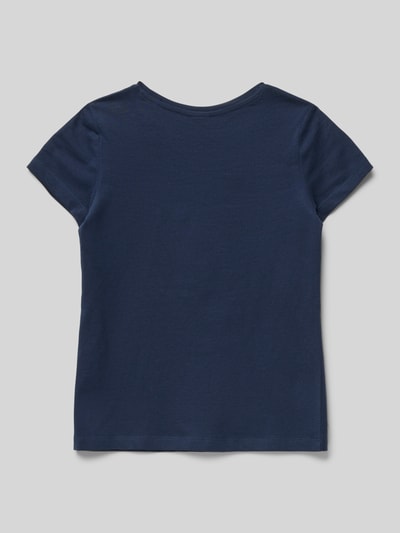 Produktfoto, Regular Fit T-Shirt aus reiner Baumwolle von s.Oliver RED LABEL in Unifarbe Dunkelblau, kurzärmelig, Jersey-Textur.