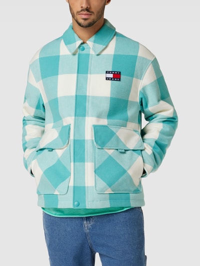 Tommy Jeans Jacke mit Karo-Muster Modell 'BUFFALO CHECK' Helltürkis 4