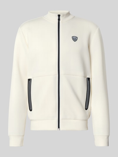 EA7 Emporio Armani Regular Fit Sweatjacke mit Viskose-Anteil Modell 'Train' Offwhite 2