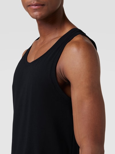 Schiesser Tanktop met geribde ronde hals, model '1 BLACK' Zwart - 3