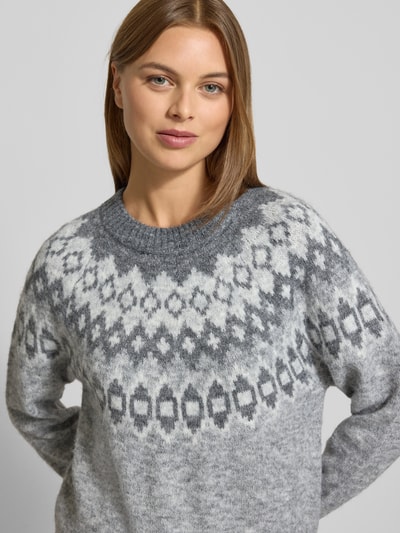 FREE/QUENT Gebreide pullover in Noorse look, model 'Novala' Antraciet - 3
