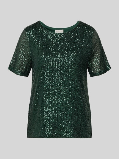 Apricot T-Shirt mit Paillettenbesatz Gruen 2