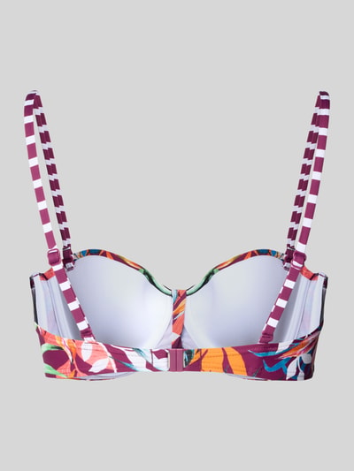 Produktfoto, Bikini-Oberteil im Allover-Look Modell 'Cadu' von VENICE BEACH, bunt gemustert, glatte Struktur, körpernahe Passform, Rückansicht