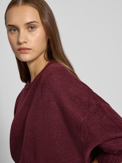 Review Sweter z dzianiny o kroju oversized z prążkowanymi wykończeniami Rdzawoczerwony 3