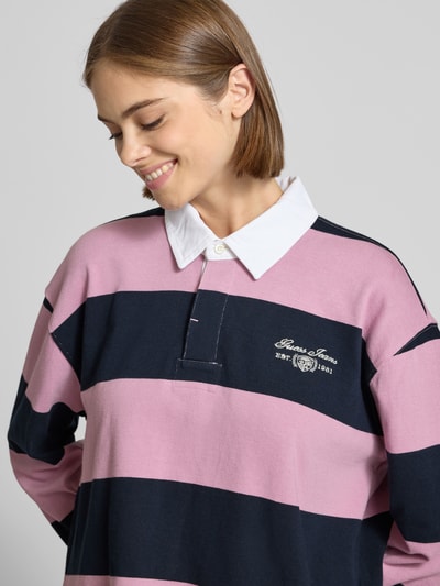 Guess Jeans Koszulka polo o kroju regular fit z wyhaftowanym logo Różowy 3
