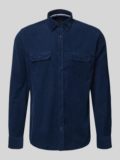 OLYMP Level Five Regular fit ribcordoverhemd met kentkraag Marineblauw - 2