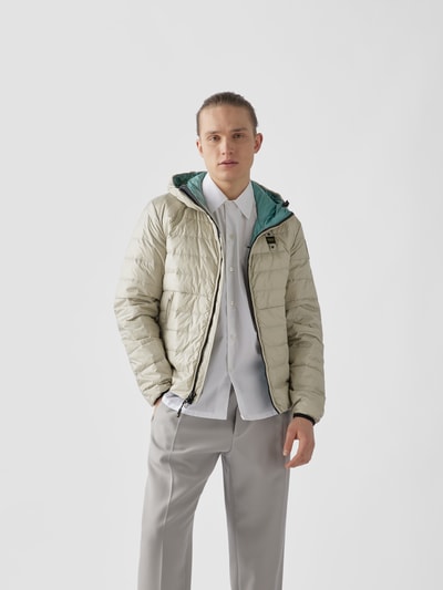 Blauer USA Daunenjacke mit Kapuze Silber 5