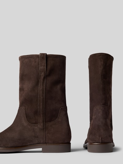 Produktfoto, ciemnobrązowe kozaki ze skóry bydlęcej model 'Wendy 1' od Marc O'Polo, tekstura zamszu, damskie kozaki / boots