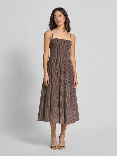 Staud Midikleid mit Spaghettiträgern Modell 'WYLIE' Dunkelbraun 4