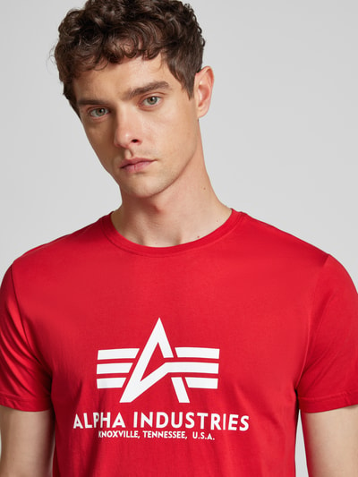 Alpha Industries T-shirt met labelprint Lichtrood - 3