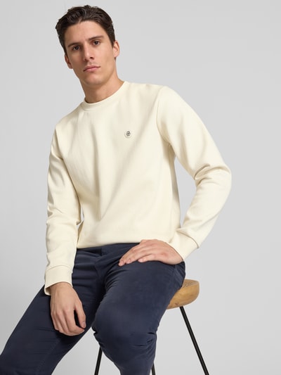 BOSS Sweatshirt met labelbadge, model 'Sharpe' Offwhite - 3