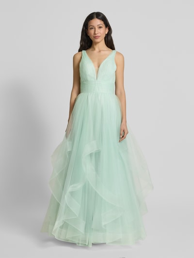 Mascara Abendkleid mit V-Ausschnitt und Taillenband Mint 4