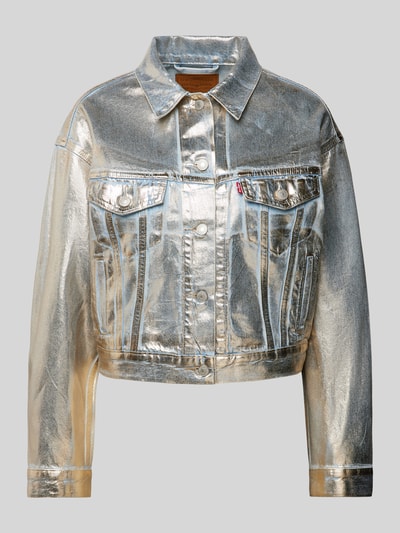 Levi's® Cropped Jacke mit Knopfleiste Metallic Blue 2