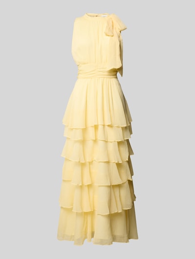 Neo Noir Maxi-jurk in laagjeslook, model 'MARLI SOLID CHIFFON DRESS' Pastelgeel - 2