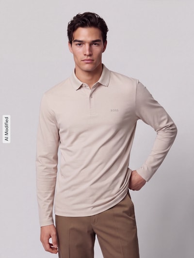 BOSS Green Poloshirt mit Logo-Patch Modell 'Pirol' Sand 4