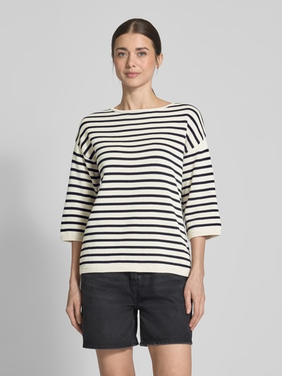 Milano Italy Gebreide pullover met 3/4-mouwen Zwart - 4